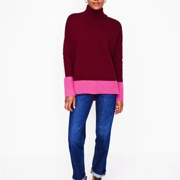 NWOT Boden Jessica Oversized Sweater Deep Wisteria, Colorblock size medium - Picture 3 of 8